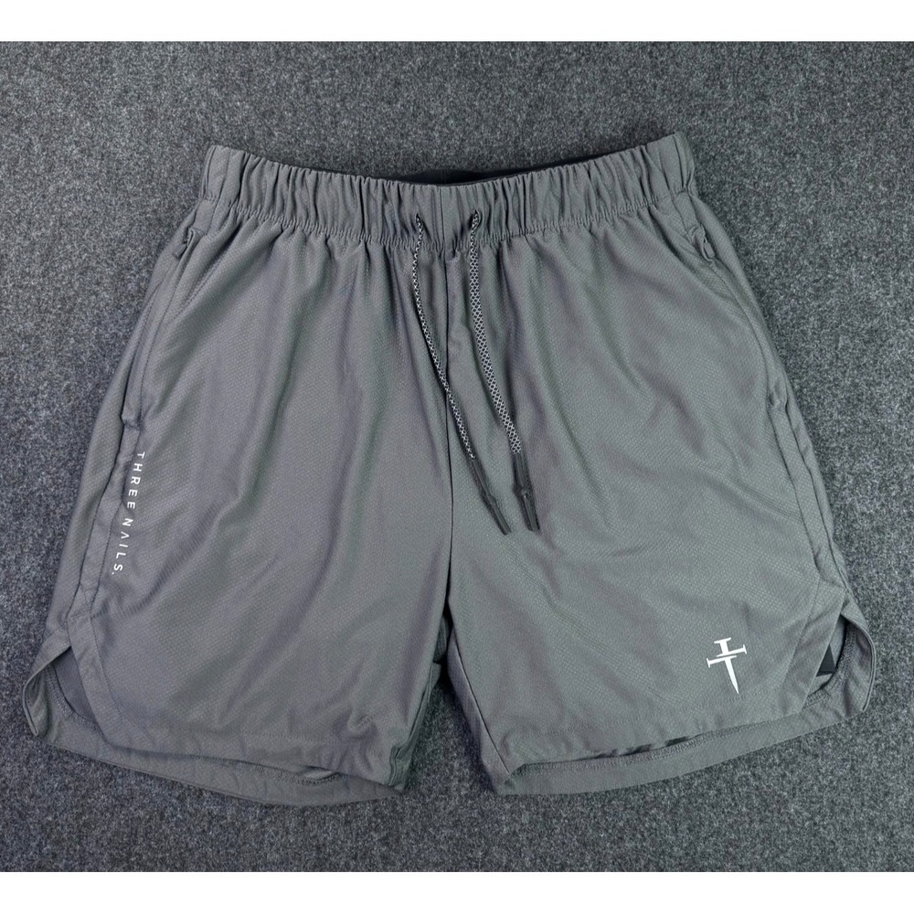 Three Nails Pro Tech 2.0 Liner Shorts Mens L Space Gray 5" Drawstring Pockets